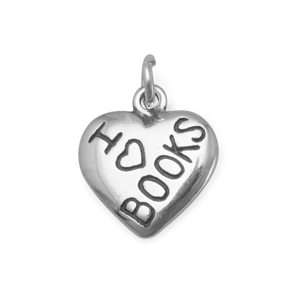 Sterling Silver I Love BOOKS Charm