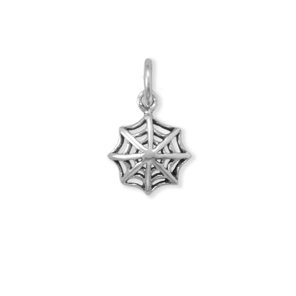 Sterling Silver Oxidized Spider Web Charm