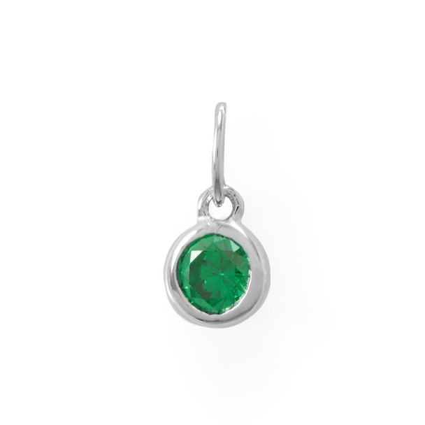 Sterling Silver Round CZ May Simulated Birthstone Charm