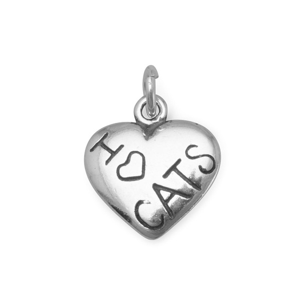 Sterling Silver I Love CATS Charm