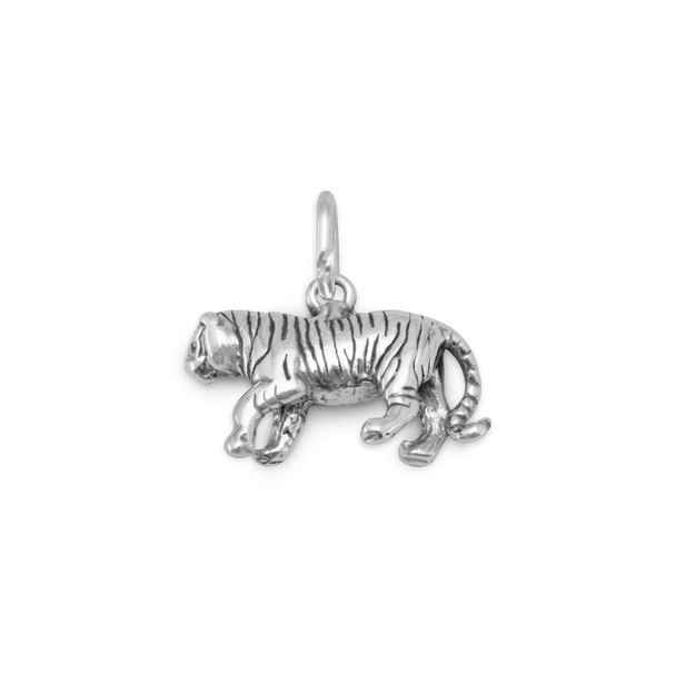 Sterling Silver Oxidized Tiger Charm