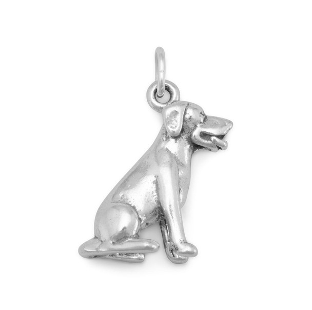 Sterling Silver Sitting Labrador Dog Charm