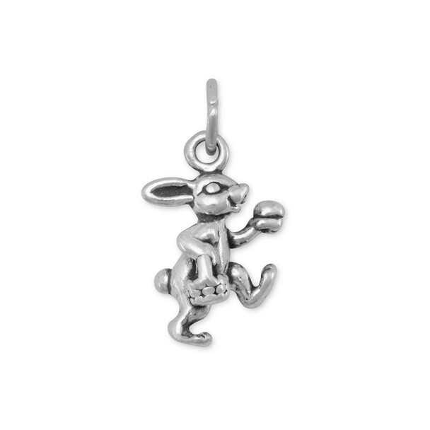 Sterling Silver Bunny with Basket Charm
