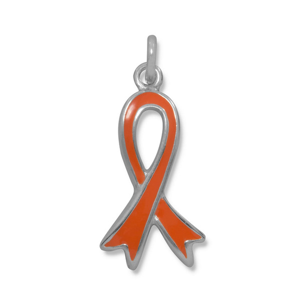 Sterling Silver Orange Awareness Ribbon Charm