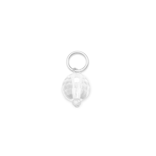 Sterling Silver Clear Quartz Charm - April Simulated Birthstone