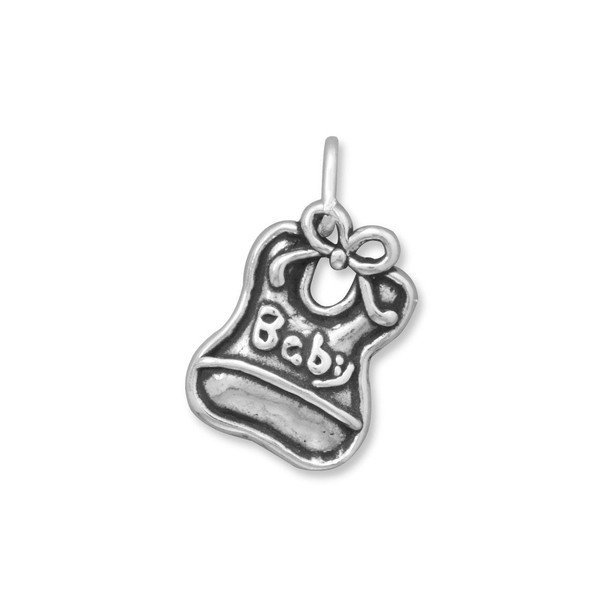 Sterling Silver Oxidized "Baby" Bib Charm