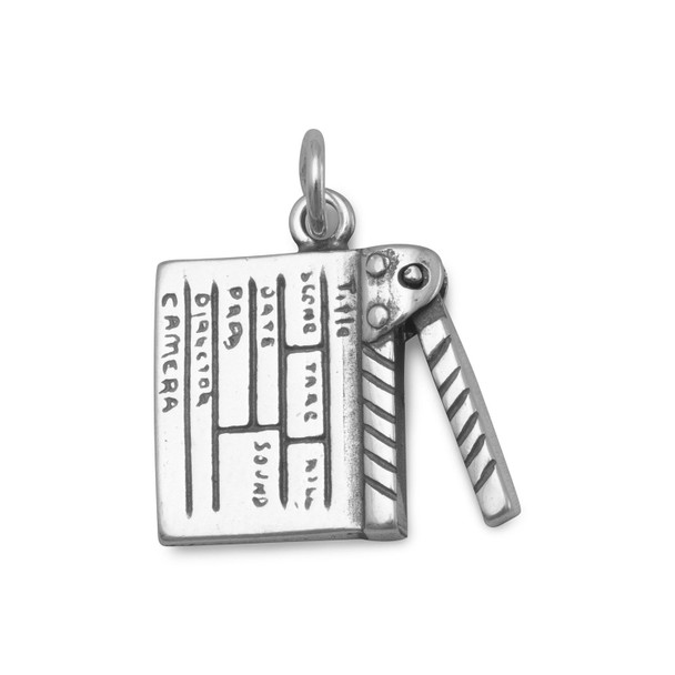 Sterling Silver Oxidized Movie Clapboard Charm