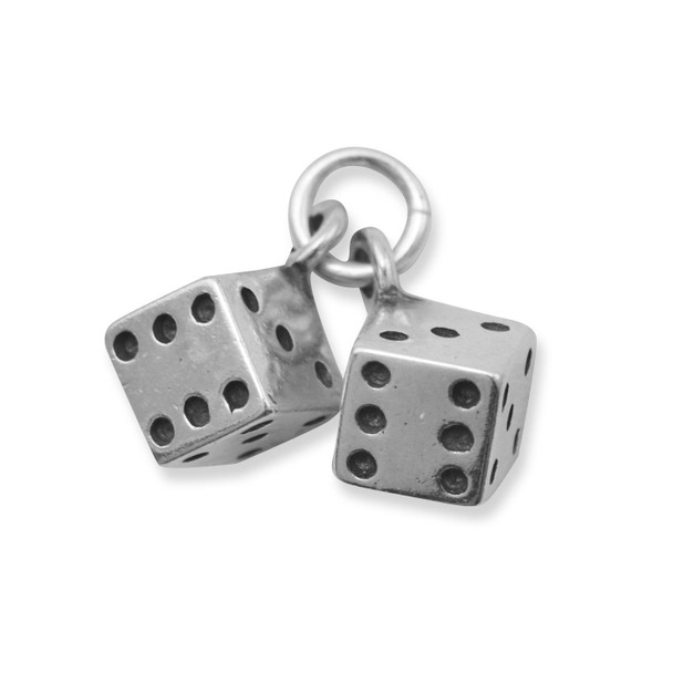 Sterling Silver Oxidized Pair of Dice Charm