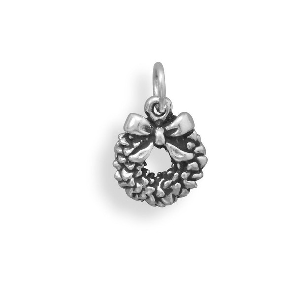 Sterling Silver Oxidized Wreath Charm