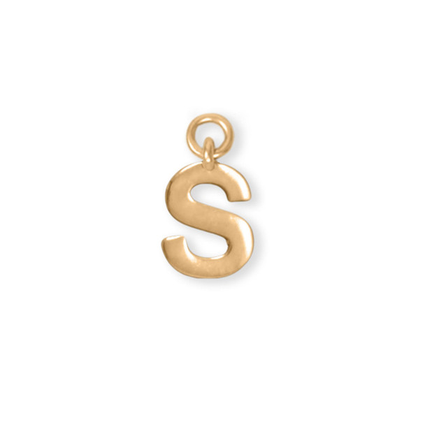 Sterling Silver 14 Karat Gold Plated Polished "S" Charm