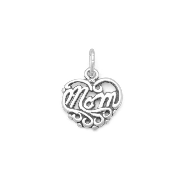 Sterling Silver Mom Heart Charm