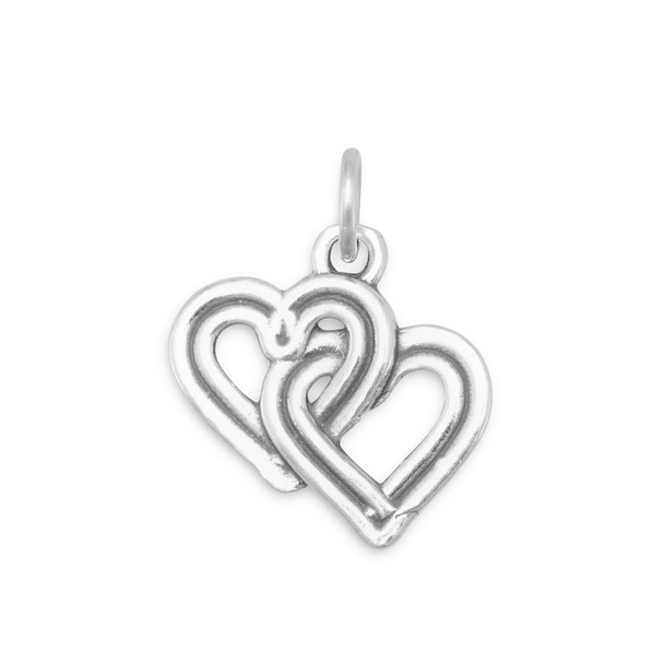 Sterling Silver Reversible Interwoven Hearts Charm