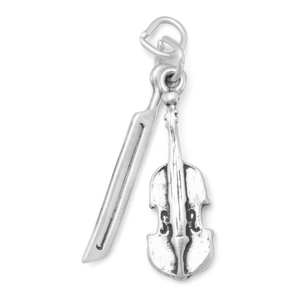 Sterling Silver Violin and Bow Charm