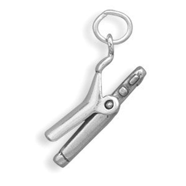 Sterling Silver Movable Curling Iron Charm