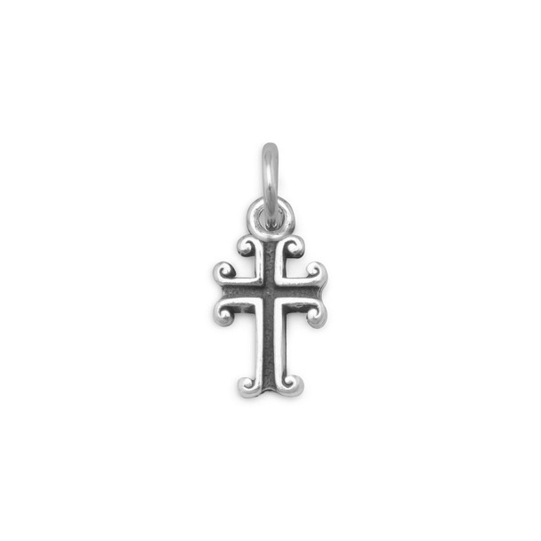 15mm Sterling Silver Oxidized Cross Charm