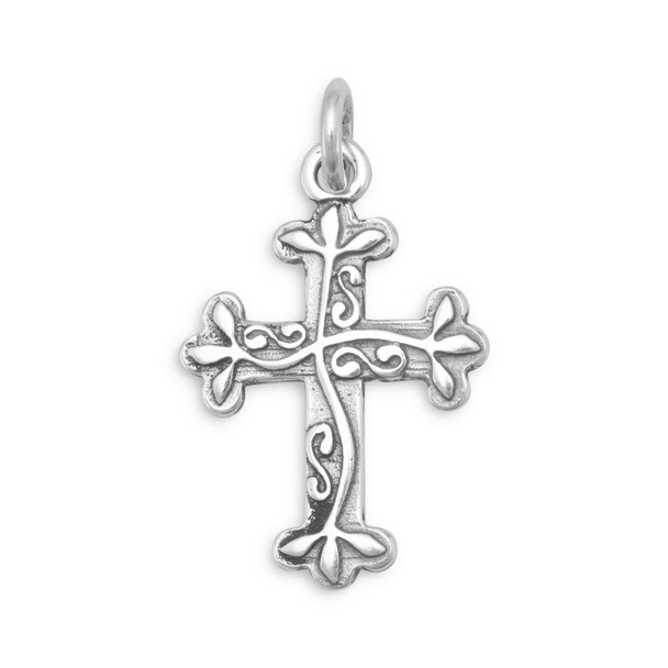 Sterling Silver Oxidized Reversible Cross Charm