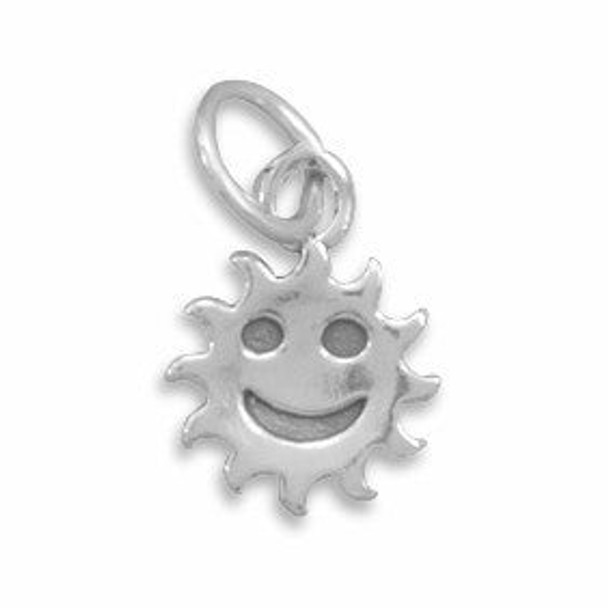 Sterling Silver Smiley Face Sun Charm