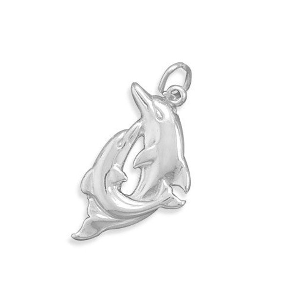Sterling Silver Playful Dolphins Charm