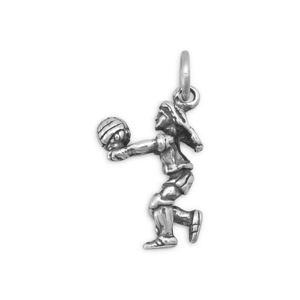 Sterling Silver Girl Volleyball Player Charm