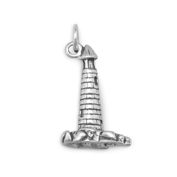 Sterling Silver Oxidized Lighthouse Charm