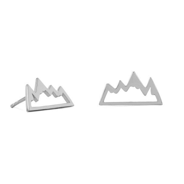 Sterling Silver Peak of Fashion! Rhodium Plated Mountain Range Earrings