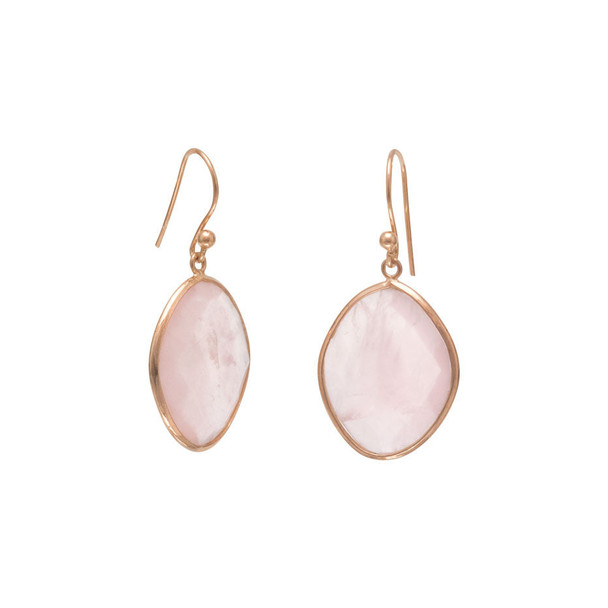 Sterling Silver 14 Karat Rose Gold Plated Rose Quartz Earrings