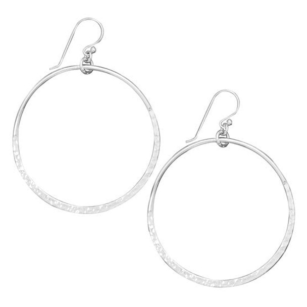 Sterling Silver Hammered Open Circle Earrings
