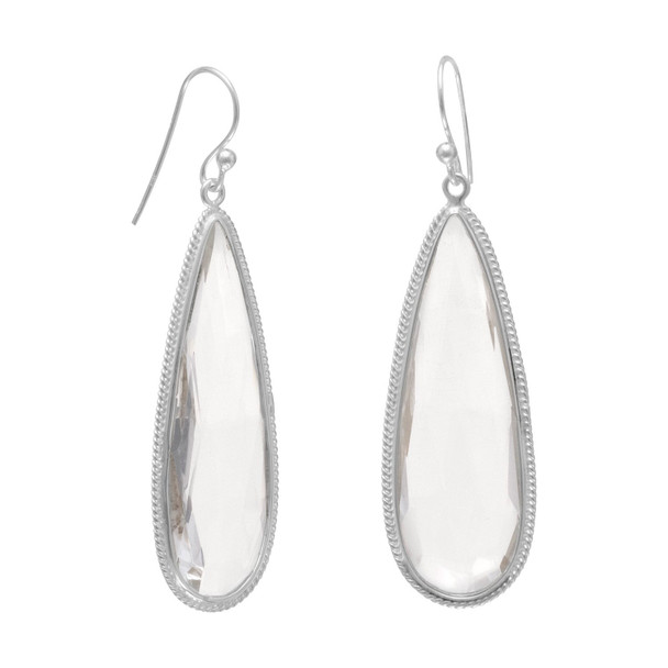 Sterling Silver Pear Shape Faceted Quartz Earrings