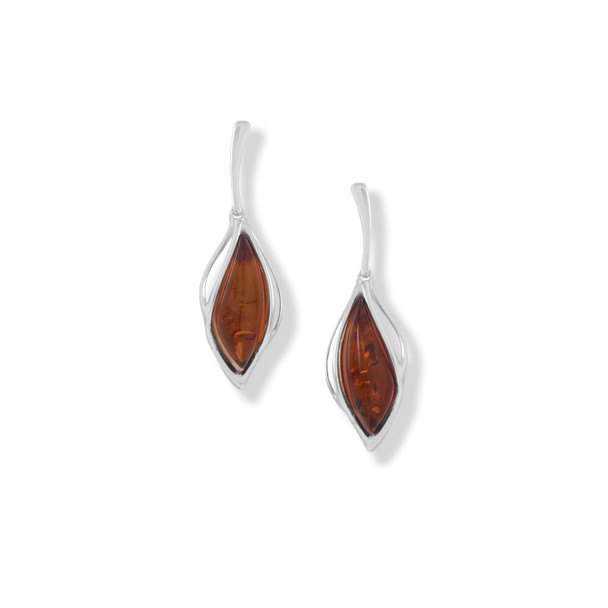 Sterling Silver Polished Amber Cutout Post Earrings