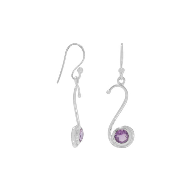 Sterling Silver S Design Amethyst Earrings