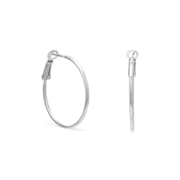 Sterling Silver 1mmx30mm Clip Post Hoop Earrings