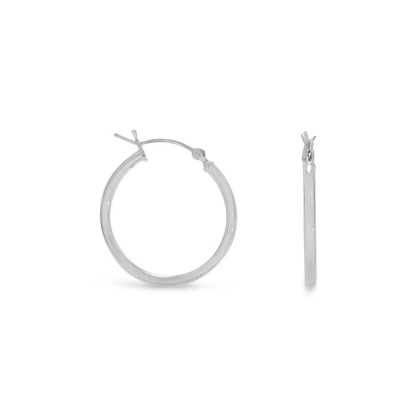 Sterling Silver 2mm x 24mm Hoop Earrings with Click