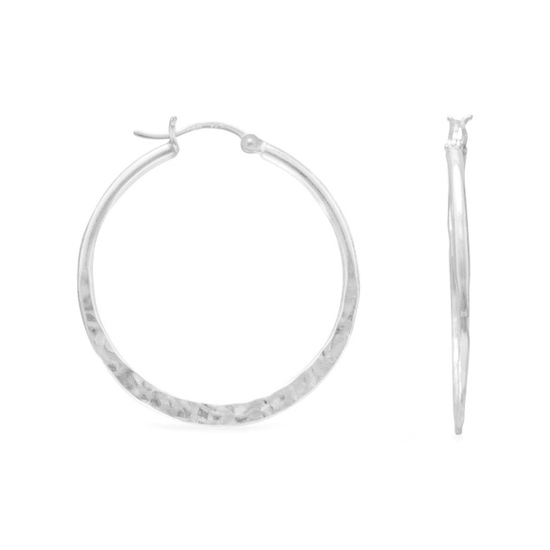 Sterling Silver Hammered Click Hoop Earrings