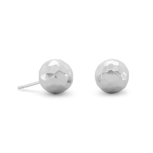 Sterling Silver 10mm Hammered Ball Earrings