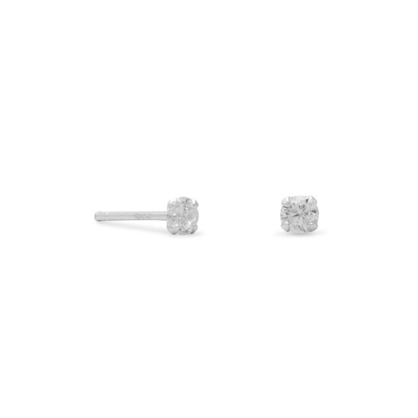 Sterling Silver 3mm CZ Stud Earrings