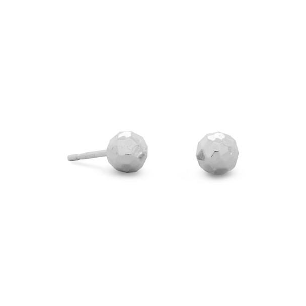 Sterling Silver 4mm Hammered Ball Earrings