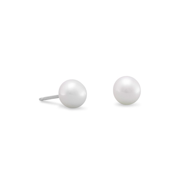 Sterling Silver 4mm-5mm Cultured Freshwater Pearl Stud Earrings