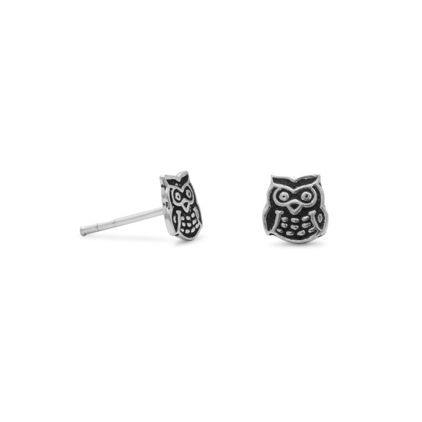 Sterling Silver Oxidized Owl Earrings