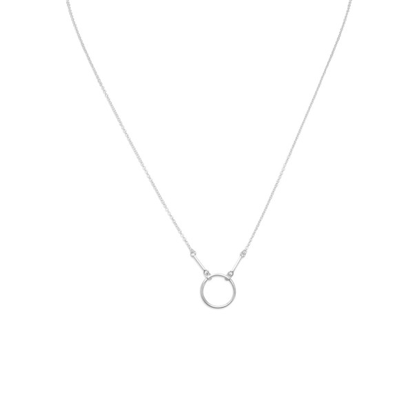Sterling Silver Polished Circle and Bar Drop Necklace