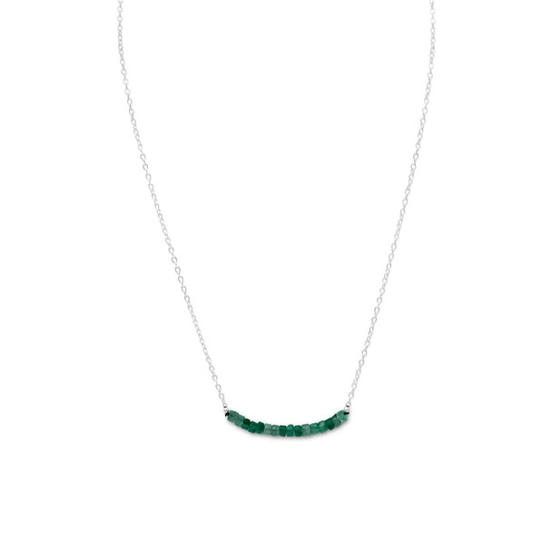 Sterling Silver Faceted Beryl Bead Necklace - May Simulated Birthstone