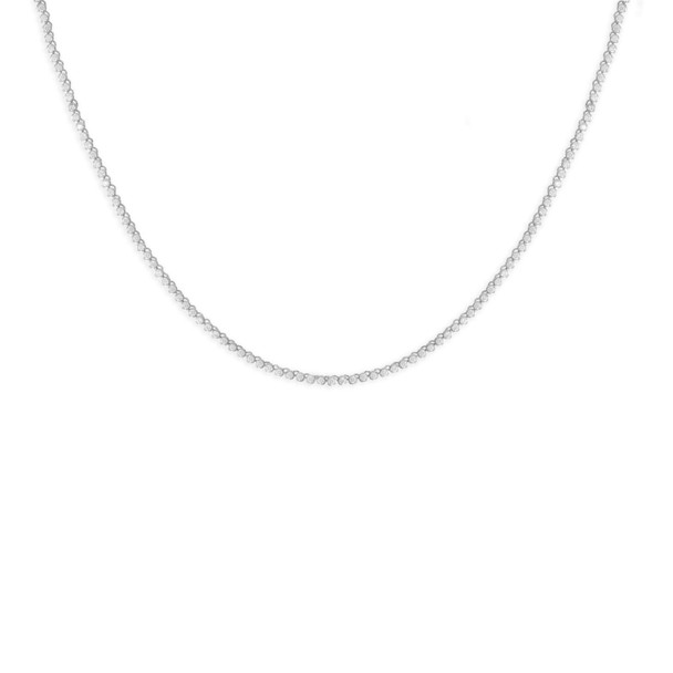 18" Sterling Silver Rhodium Plated 2mm Round CZ Tennis Necklace