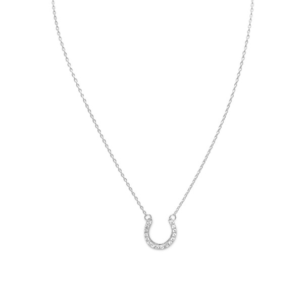 Sterling Silver 16" CZ Horseshoe Necklace