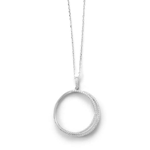 Sterling Silver Eclipse Rhodium Plated CZ Necklace