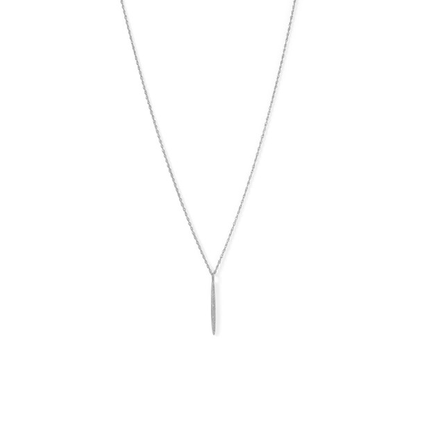 Sterling Silver Rhodium Plated Vertical Bar Necklace with Diamonds