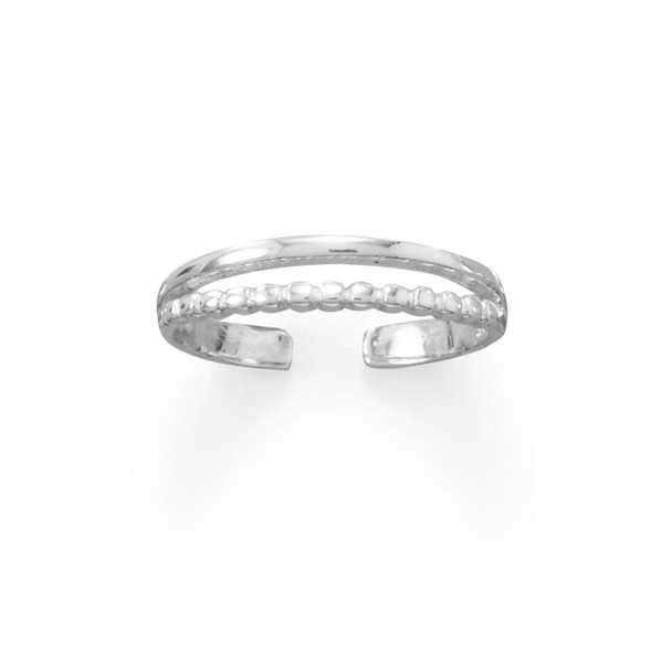 Sterling Silver Two Row Bead and Band Toe Ring