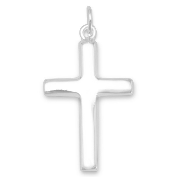 Sterling Silver Plain Polished Cross Pendant