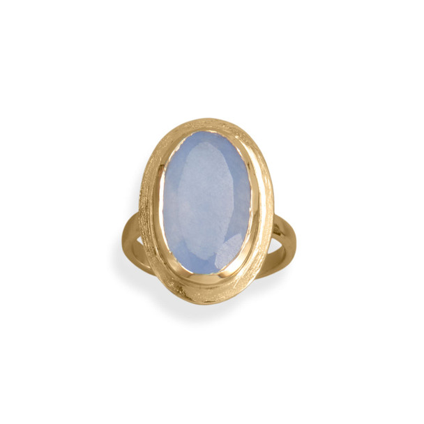 Sterling Silver 14 Karat Gold Plated Oval Chalcedony Ring