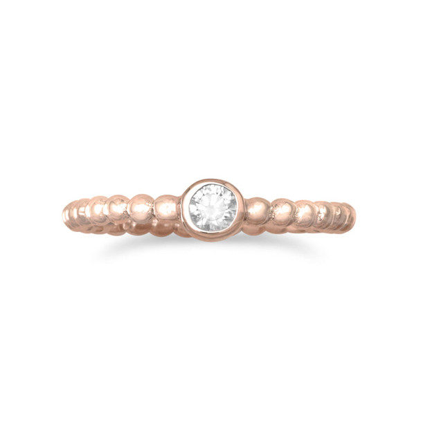 Sterling Silver 14 Karat Rose Gold Plated CZ Ring