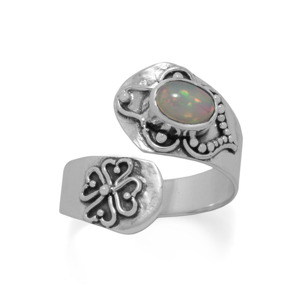 Sterling Silver Oxidized Ethiopian Opal Wrap Ring