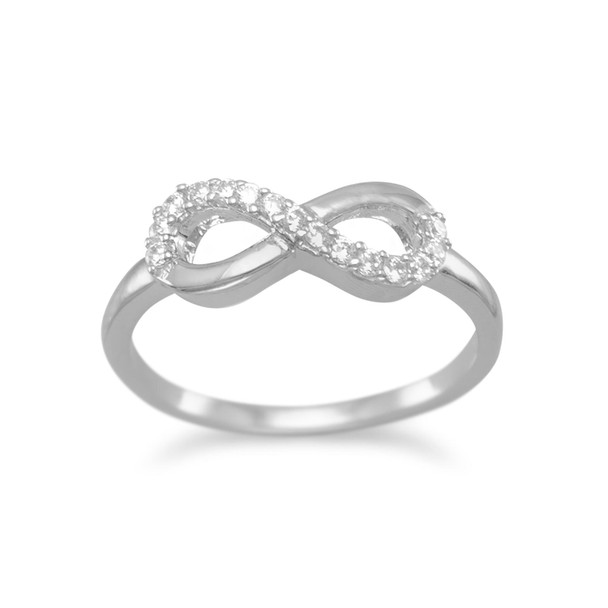 Sterling Silver Rhodium Plated CZ Infinity Ring